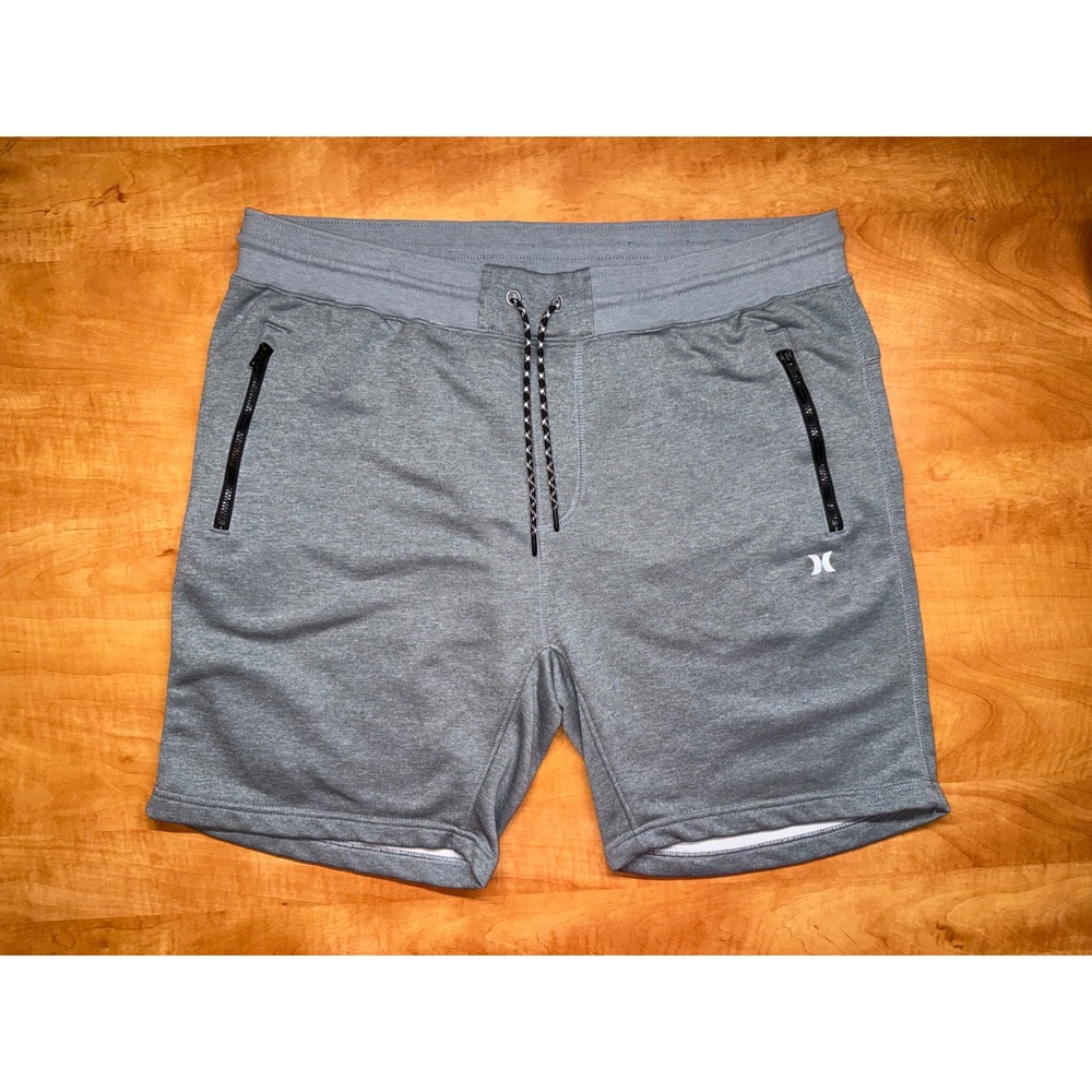 Hurley Nike Dri-FIT Mens XXL Heather Gray Athletic Gym‎ Shorts Zip Pockets